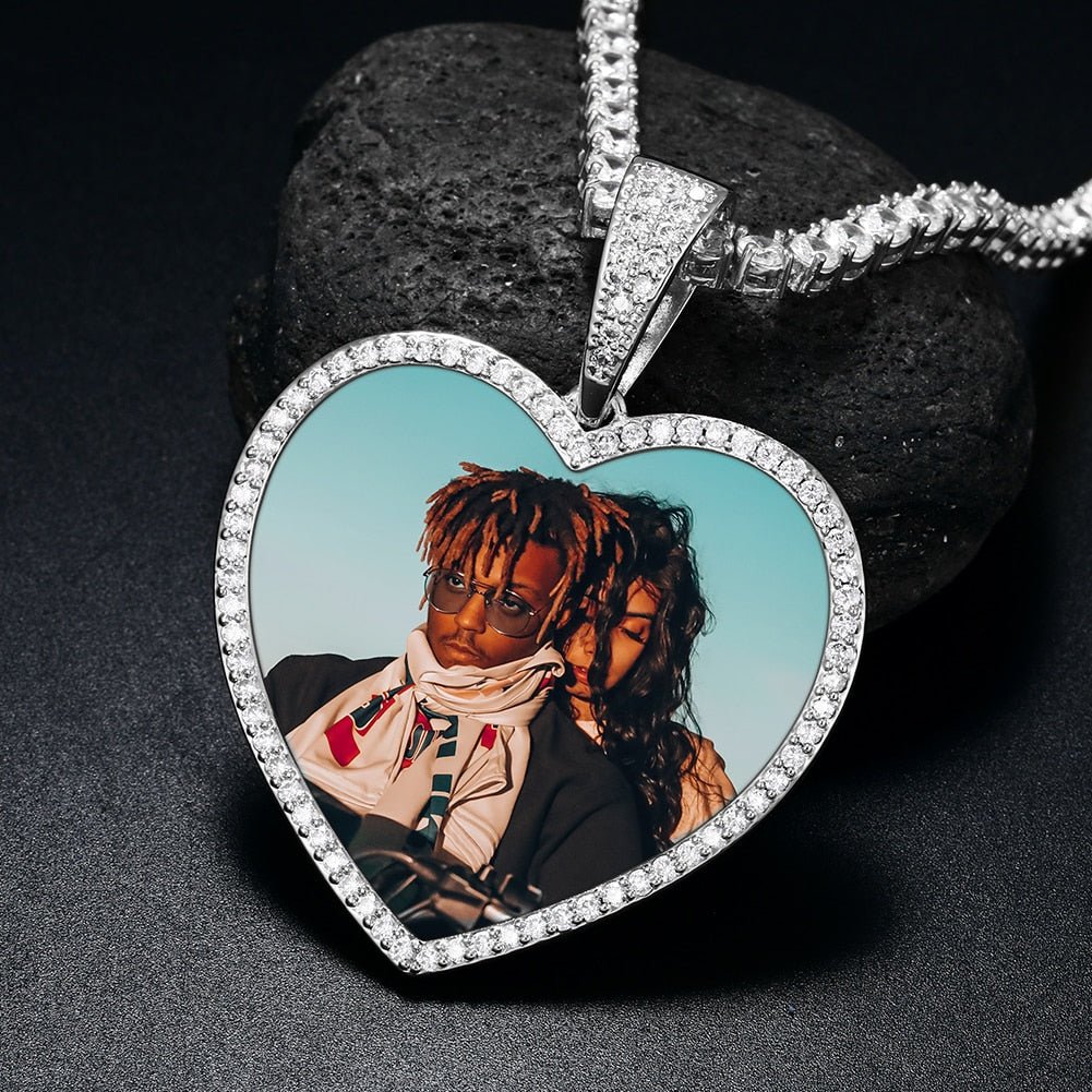 18K Gold Custom Diamond Heart Picture Pendant - Drip Culture Jewelry