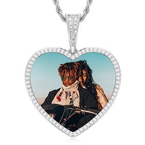 18K Gold Custom Diamond Heart Picture Pendant - Drip Culture Jewelry