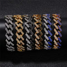 18K Gold Diamond 2 Tone Prong Cuban Link Bracelet - Drip Culture Jewelry