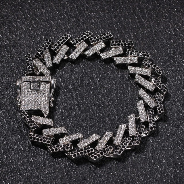 18K Gold Diamond 2 Tone Prong Cuban Link Bracelet - Drip Culture Jewelry