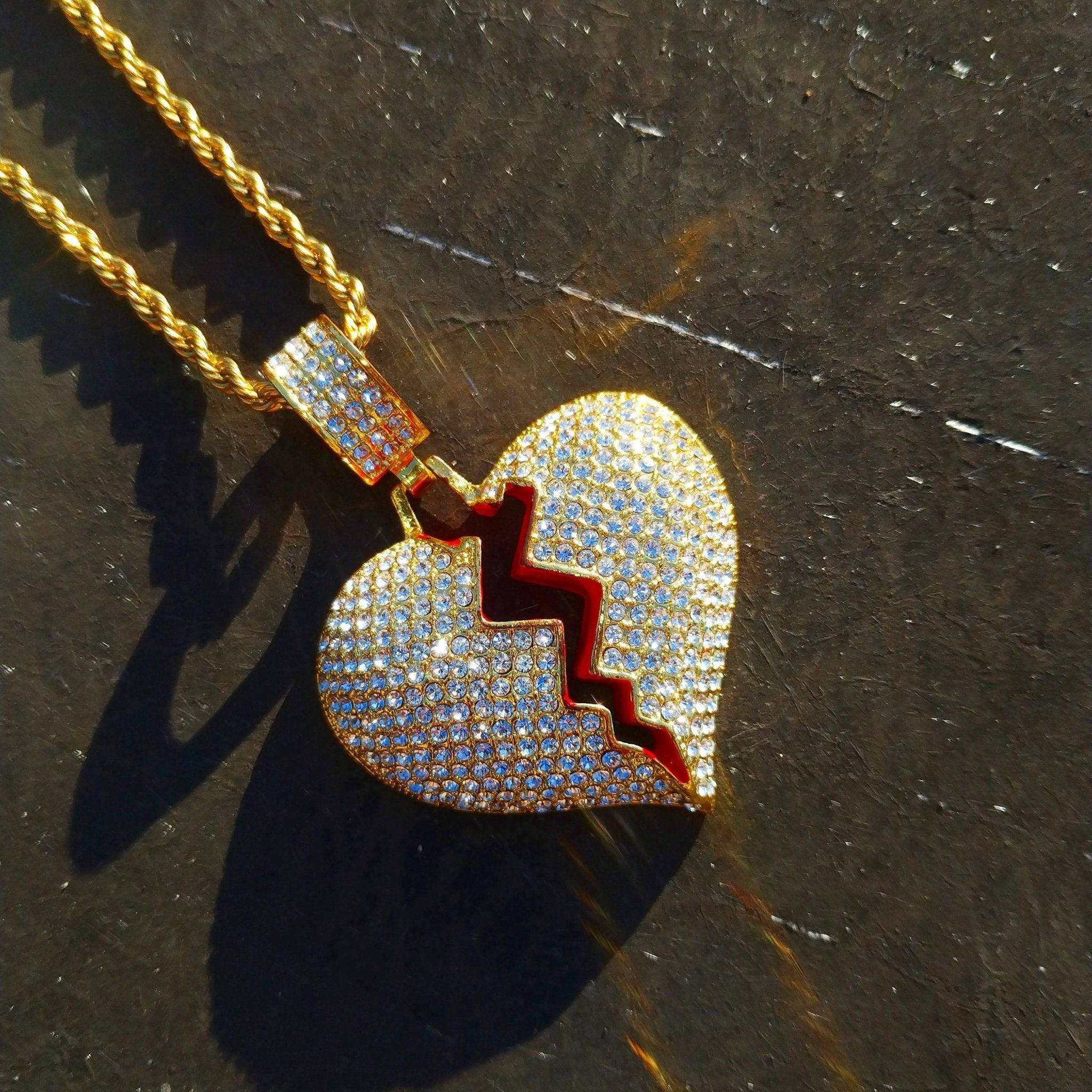 18K Gold Diamond Broken Heart - Drip Culture Jewelry