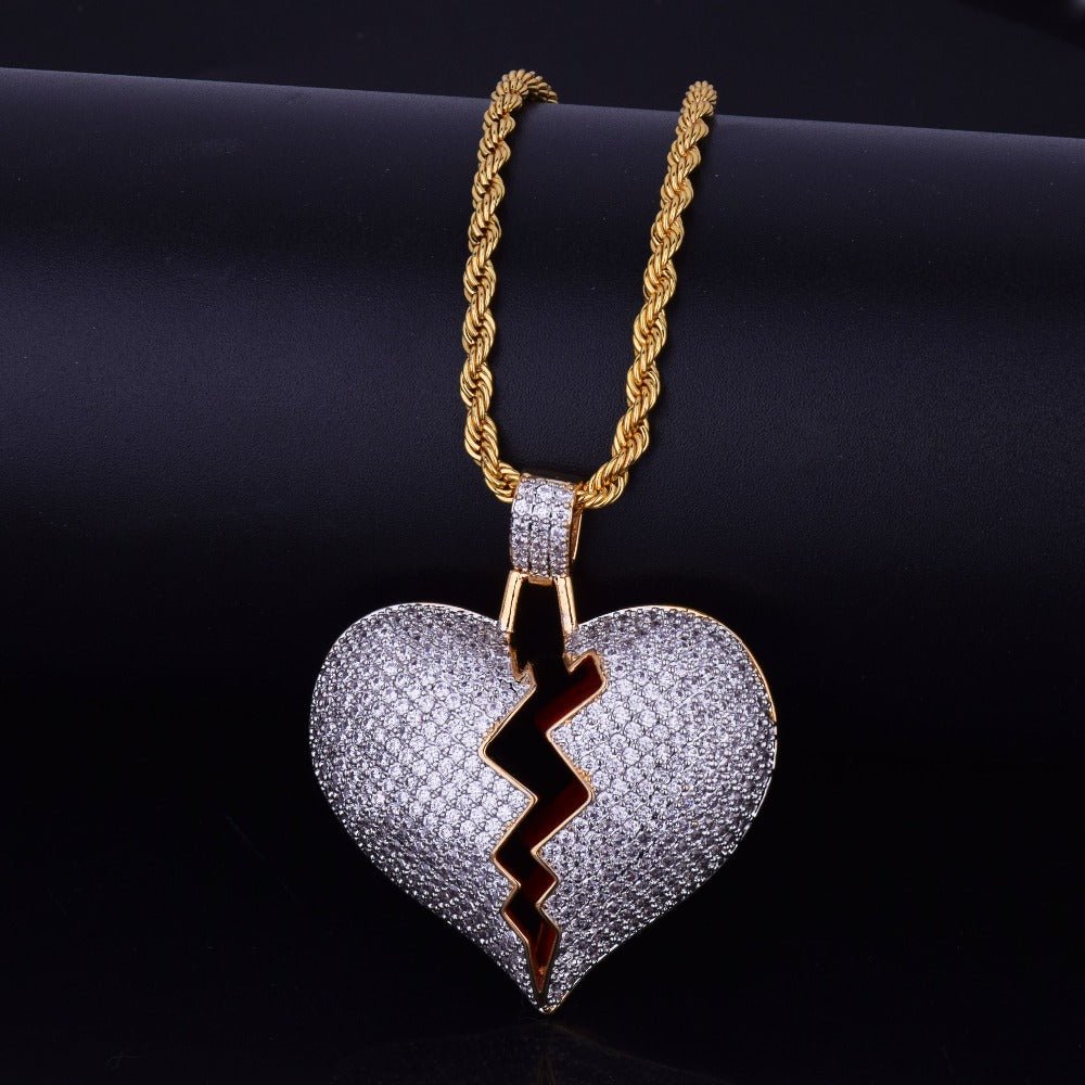 18K Gold Diamond Broken Heart - Drip Culture Jewelry