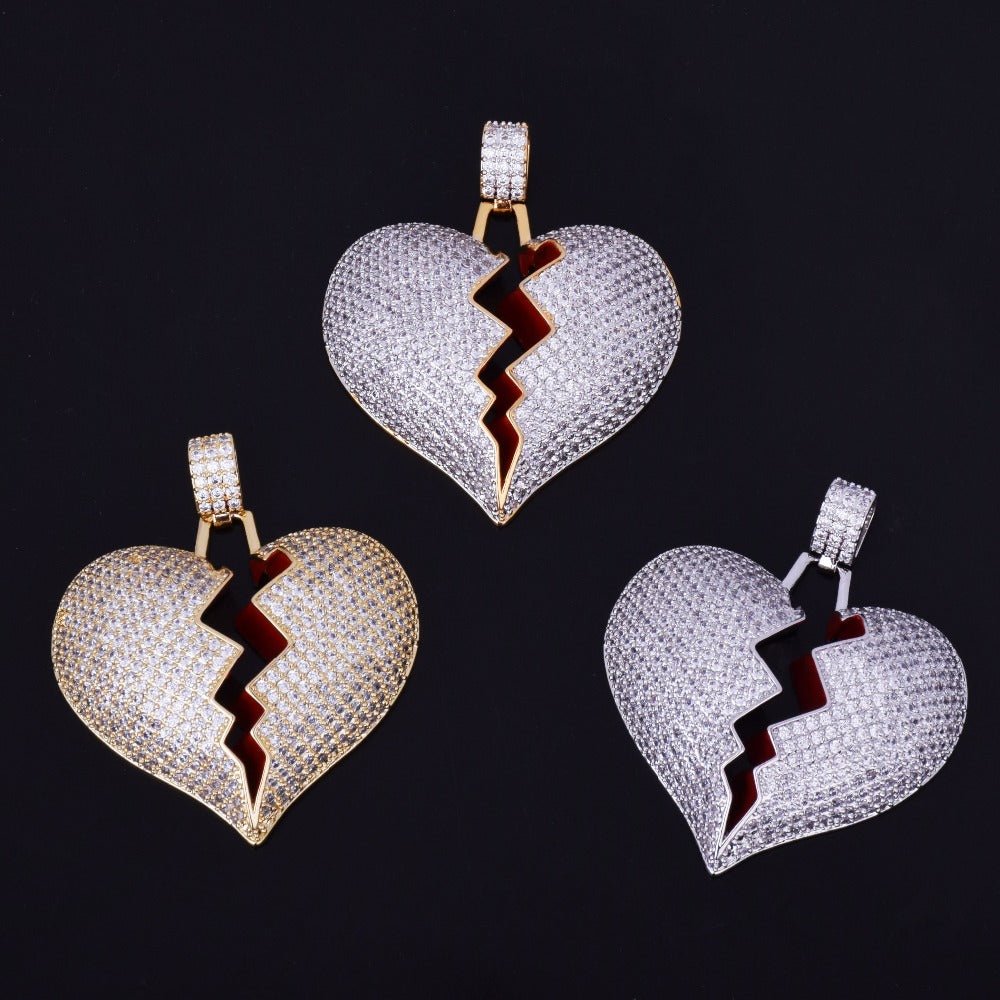 18K Gold Diamond Broken Heart - Drip Culture Jewelry