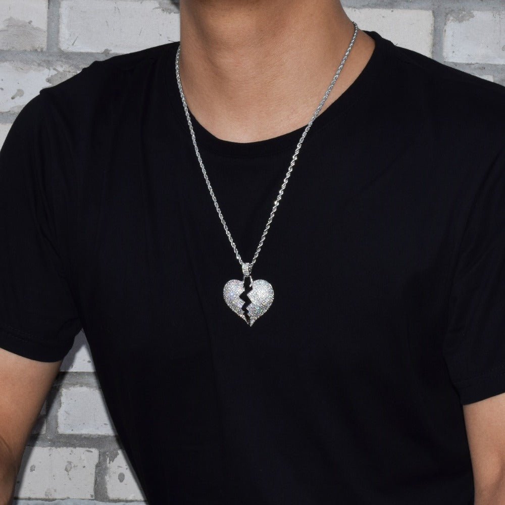 18K Gold Diamond Broken Heart - Drip Culture Jewelry