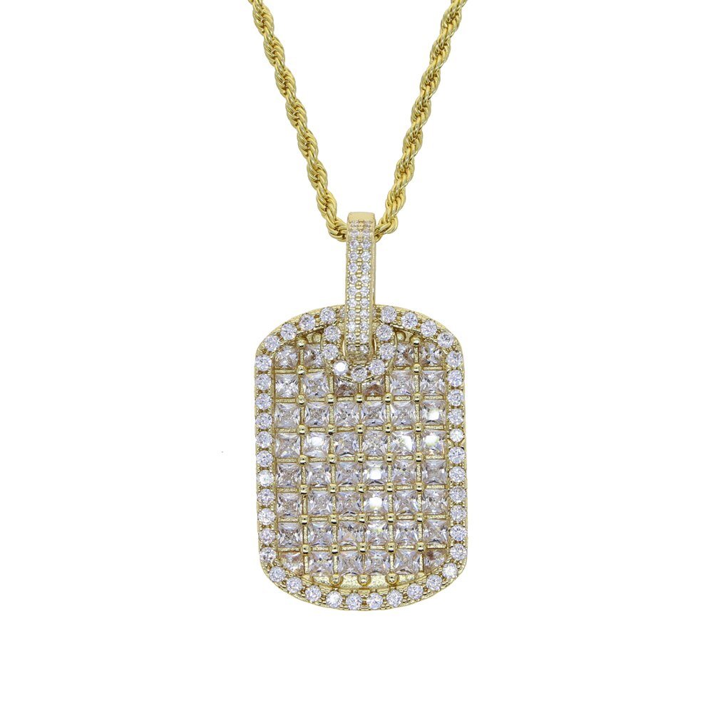 18K Gold Diamond Dog Tag - Drip Culture Jewelry