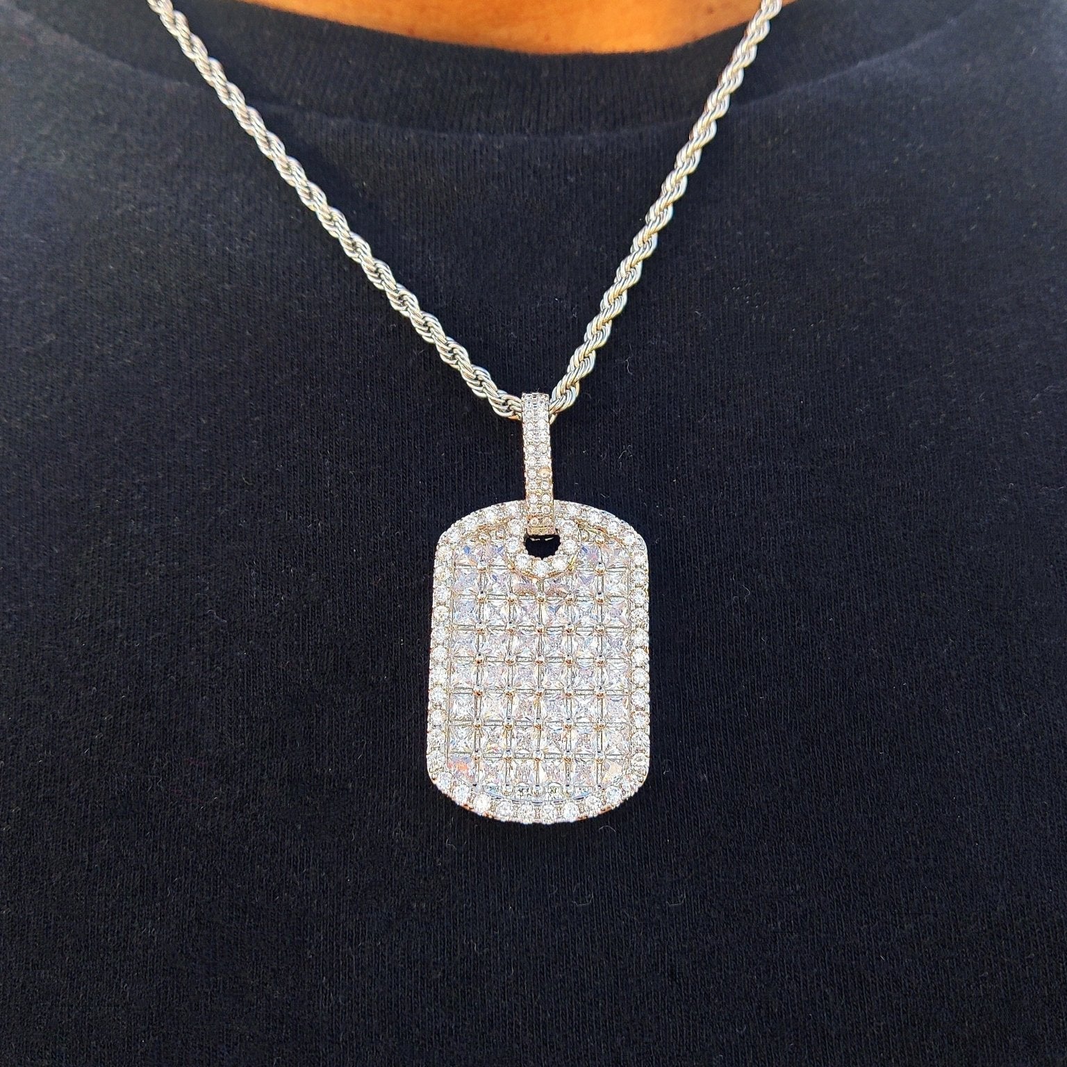 18K Gold Diamond Dog Tag - Drip Culture Jewelry
