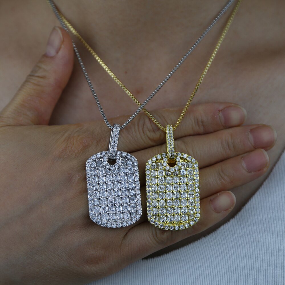 18K Gold Diamond Dog Tag - Drip Culture Jewelry