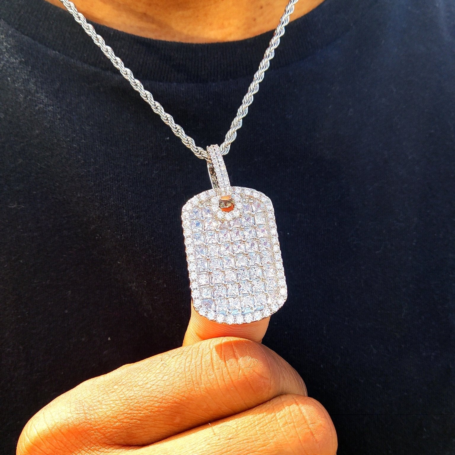 18K Gold Diamond Dog Tag - Drip Culture Jewelry