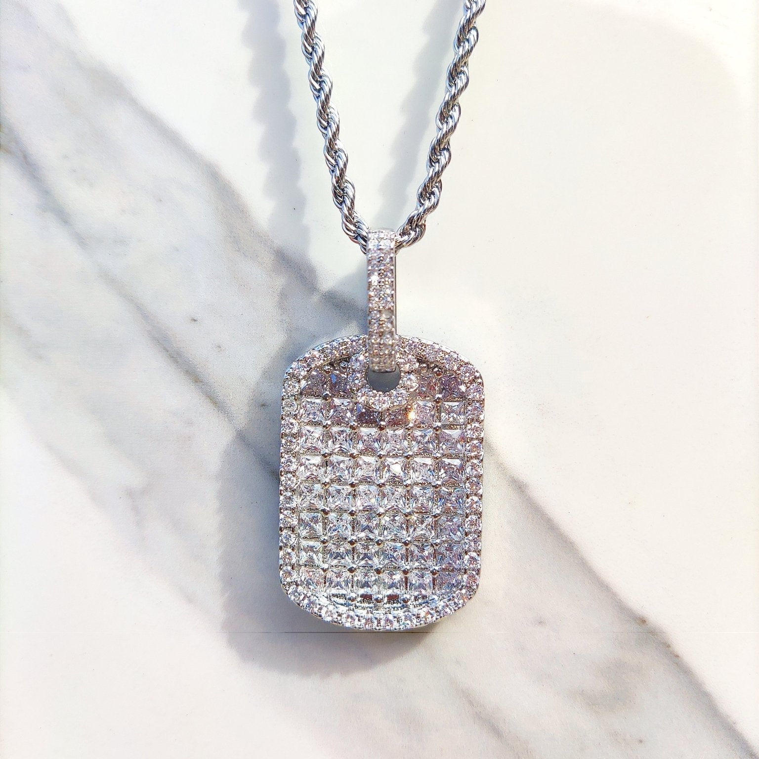 18K Gold Diamond Dog Tag - Drip Culture Jewelry