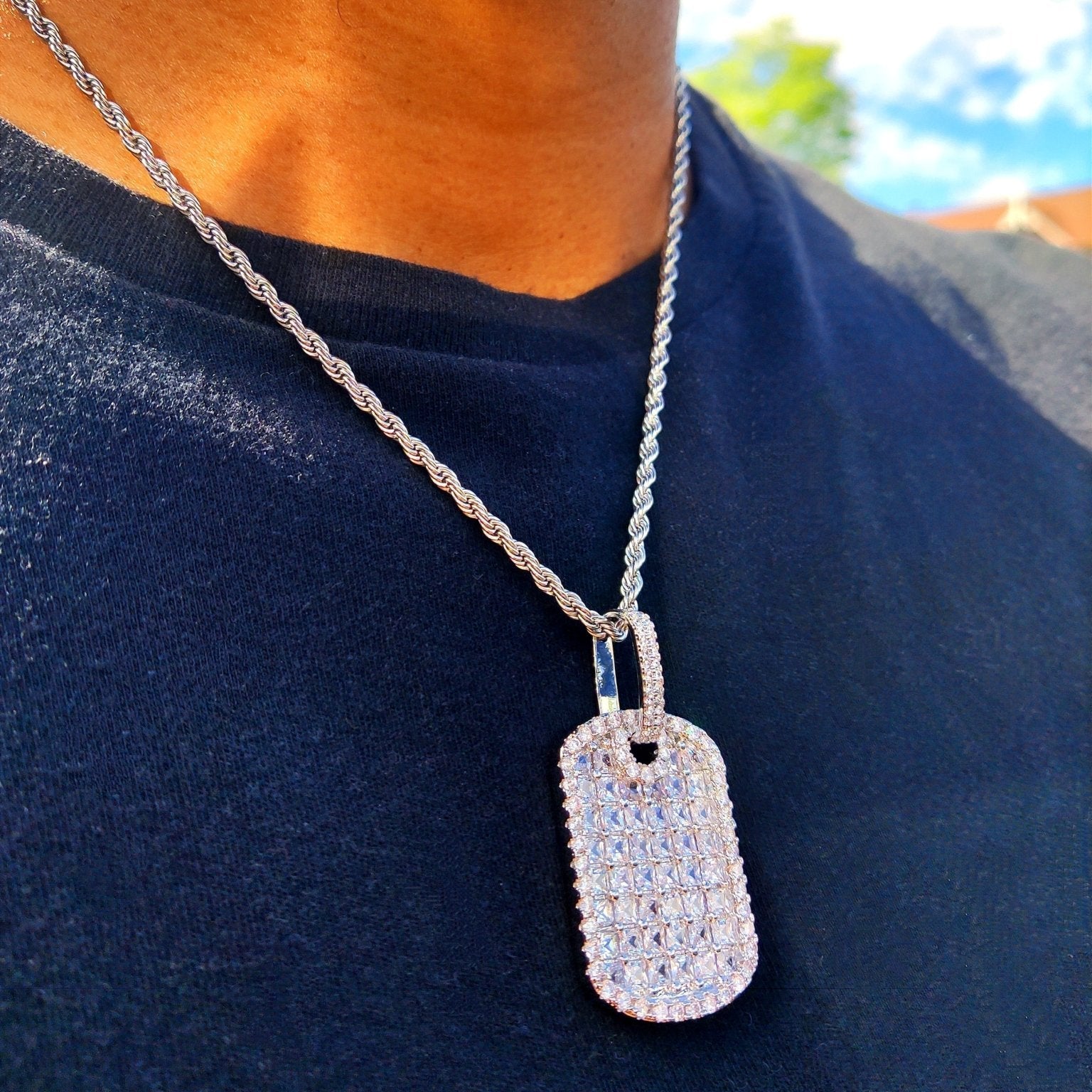 18K Gold Diamond Dog Tag - Drip Culture Jewelry