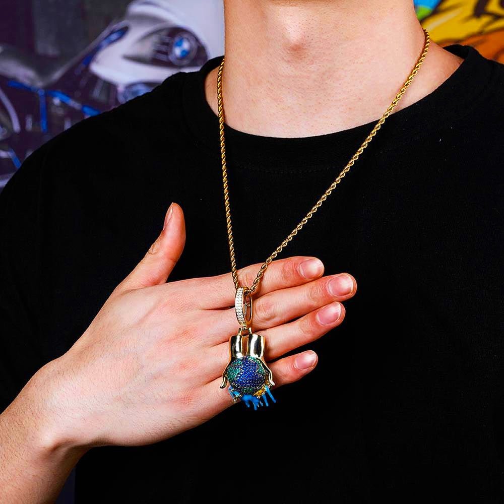 18K Gold Diamond Globe - Drip Culture Jewelry