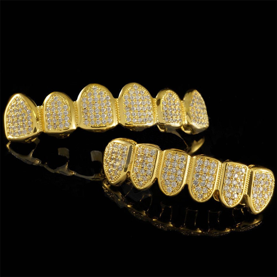 18K Gold Diamond Grillz - Drip Culture Jewelry