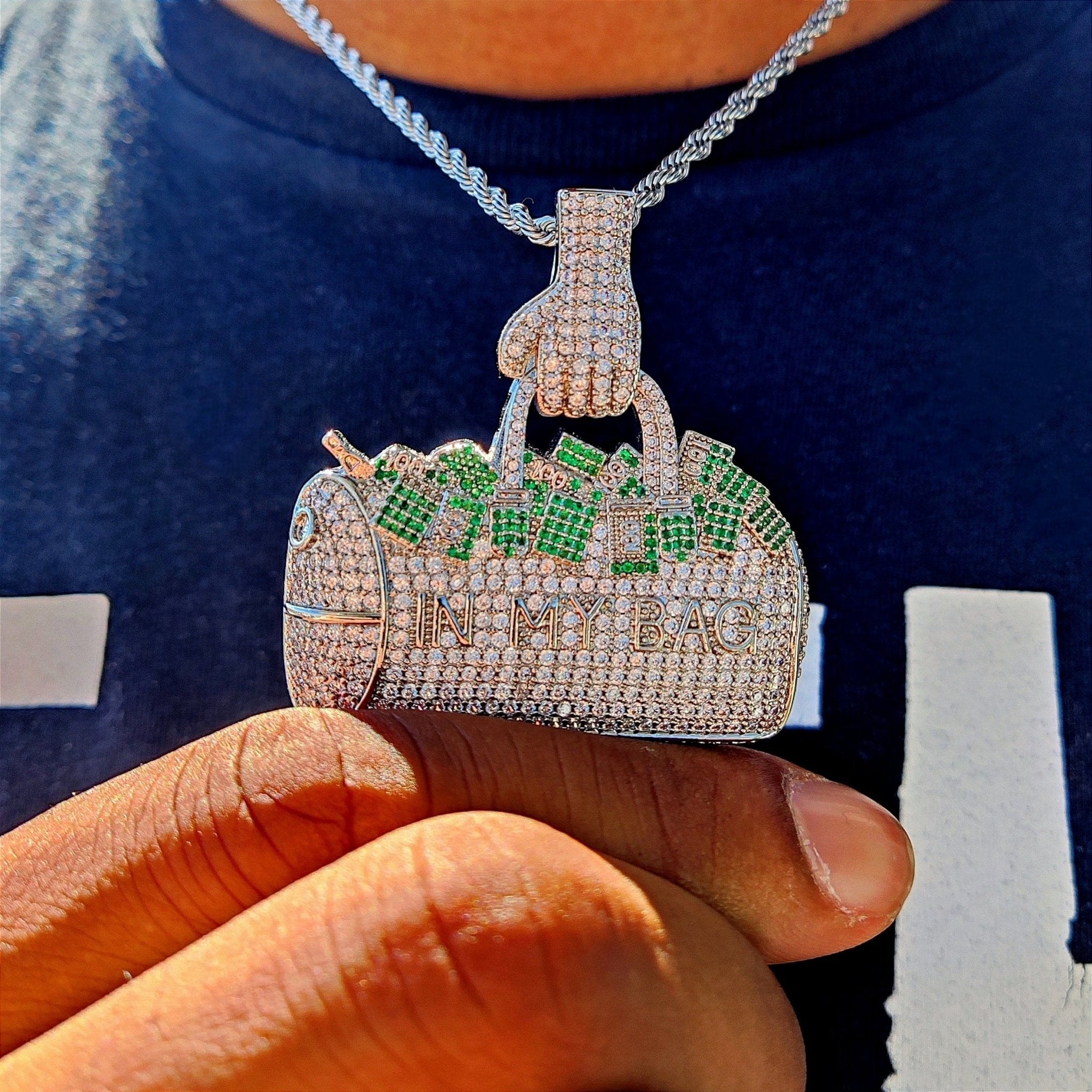 18k Gold Diamond In My Bag Pendant - Drip Culture Jewelry