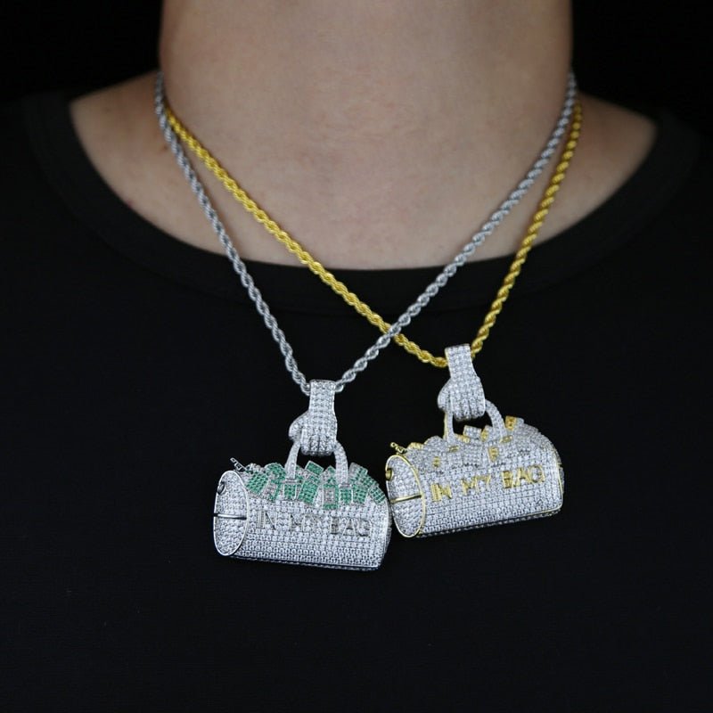 18k Gold Diamond In My Bag Pendant - Drip Culture Jewelry