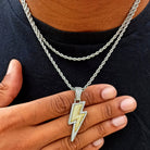 18k Gold Diamond Lightning Bolt Pendant Set ( 3 Pieces ) - Drip Culture Jewelry