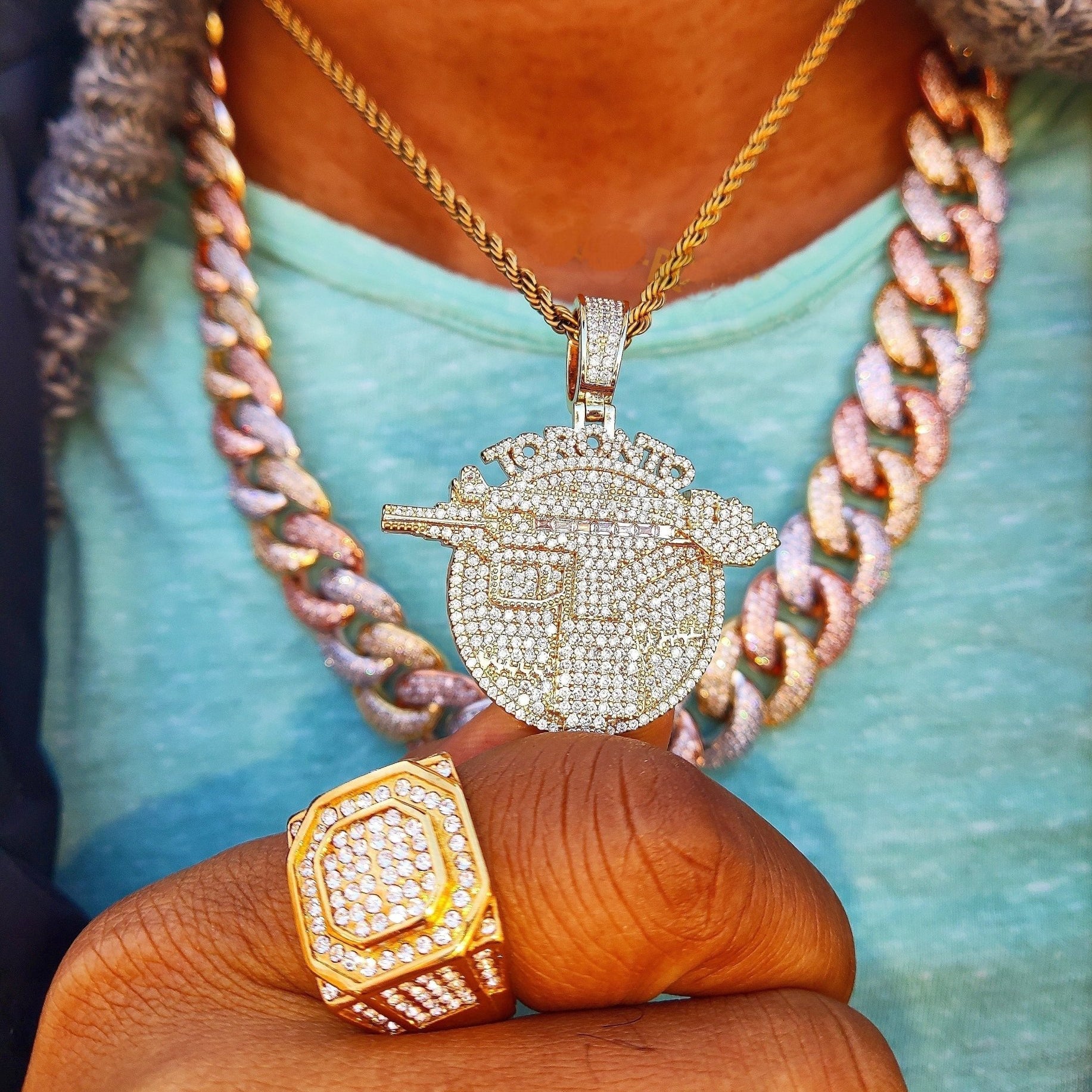 18K Gold Diamond New T.O Uzi - Drip Culture Jewelry