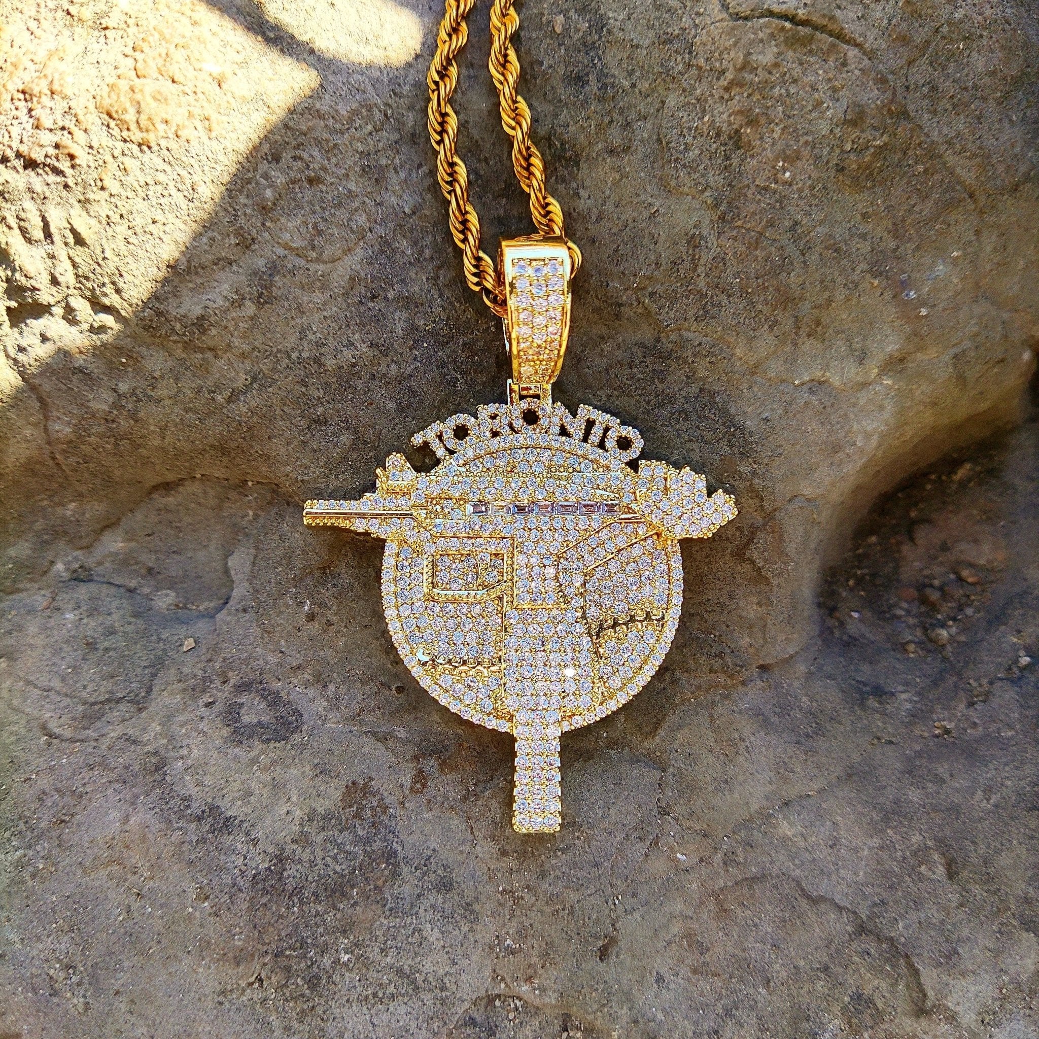 18K Gold Diamond New T.O Uzi - Drip Culture Jewelry