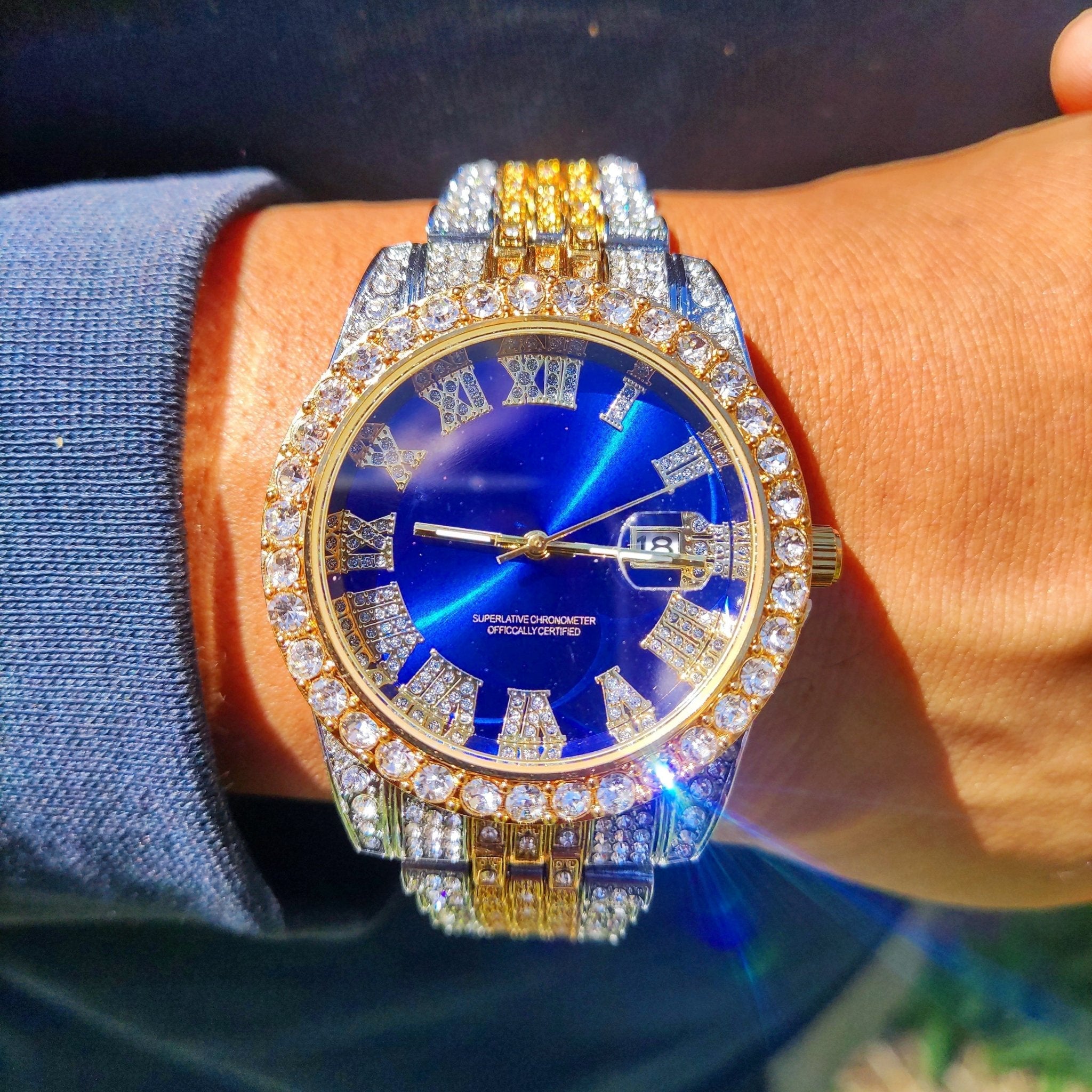 18k Gold Diamond Royal Watch - Drip Culture Jewelry