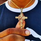 18K Gold Diamond Snake Cross - Drip Culture Jewelry