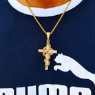 18K Gold Diamond Snake Cross - Drip Culture Jewelry