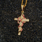 18K Gold Diamond Snake Cross - Drip Culture Jewelry