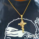 18K Gold Diamond Snake Cross - Drip Culture Jewelry