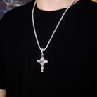 18K Gold Diamond Snake Cross - Drip Culture Jewelry