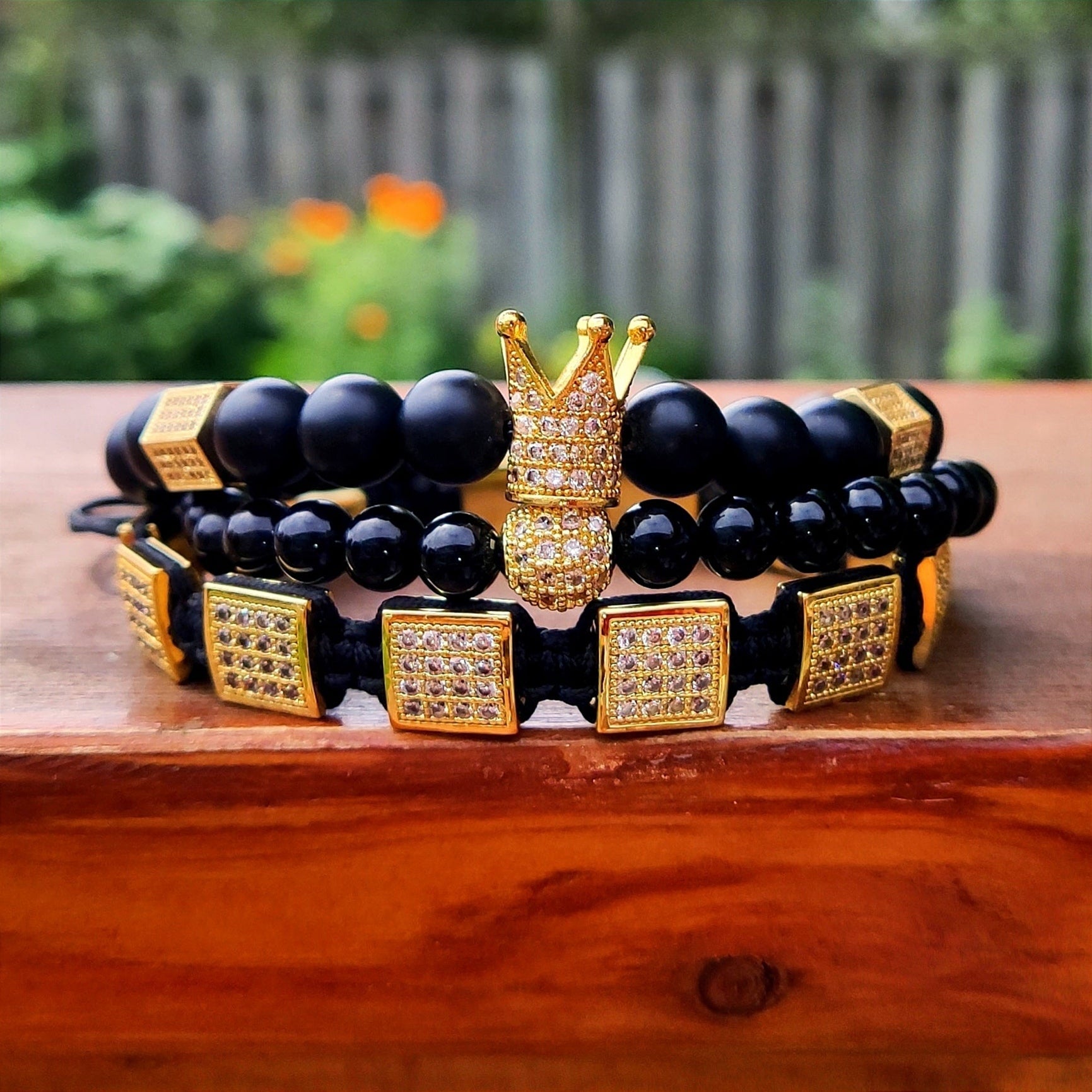 18K Gold Diamond Square Bracelet Set (3 Pieces) - Drip Culture Jewelry