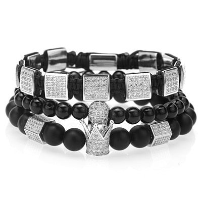 18K Gold Diamond Square Bracelet Set (3 Pieces) - Drip Culture Jewelry