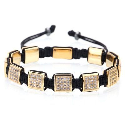 18K Gold Diamond Square Bracelet Set (3 Pieces) - Drip Culture Jewelry
