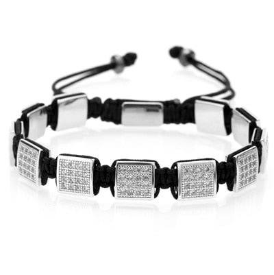 18K Gold Diamond Square Bracelet Set (3 Pieces) - Drip Culture Jewelry