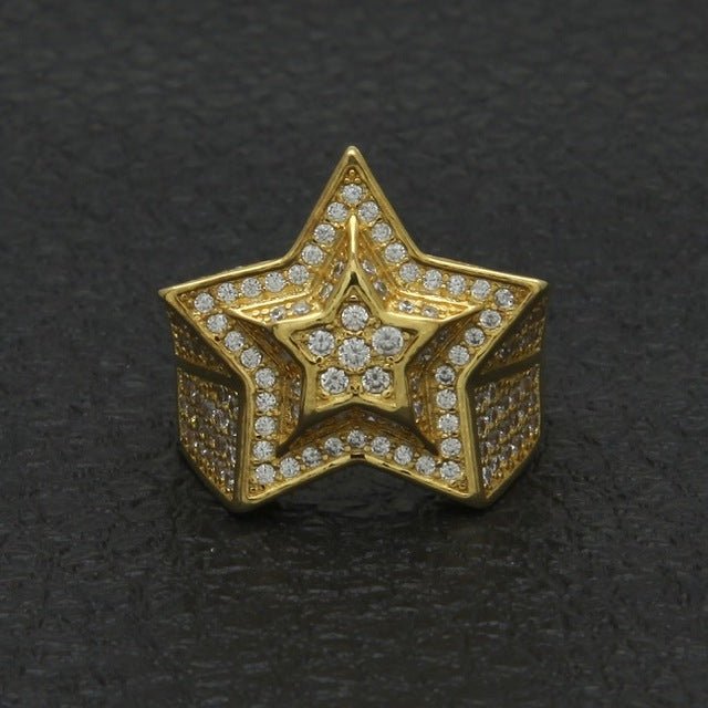 18K Gold Diamond Star Ring - Drip Culture Jewelry