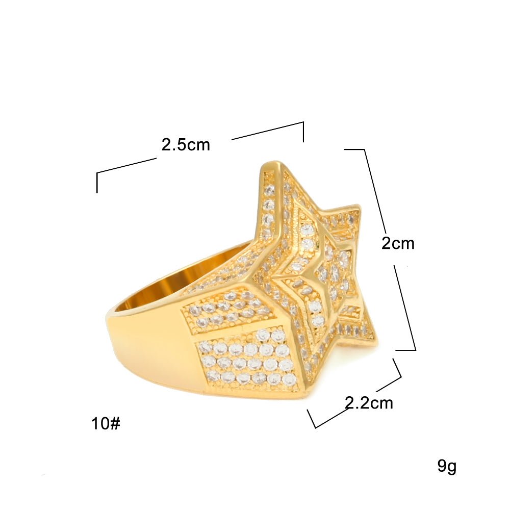 18K Gold Diamond Star Ring - Drip Culture Jewelry