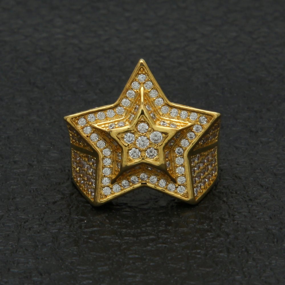 18K Gold Diamond Star Ring - Drip Culture Jewelry