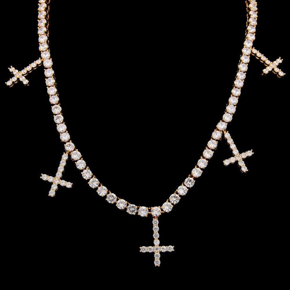 18K Gold Diamond Upside Down Uzi Cross Chain - Drip Culture Jewelry