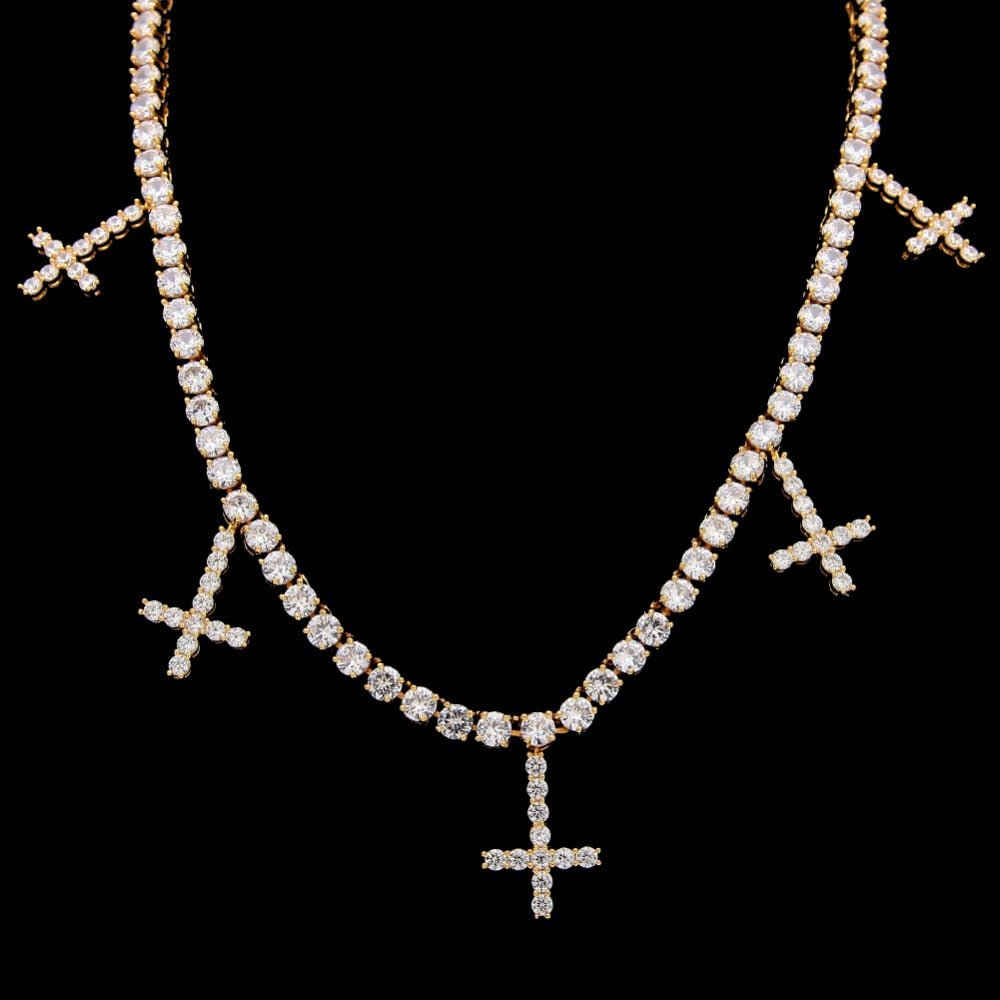 18K Gold Diamond Upside Down Uzi Cross Chain - Drip Culture Jewelry