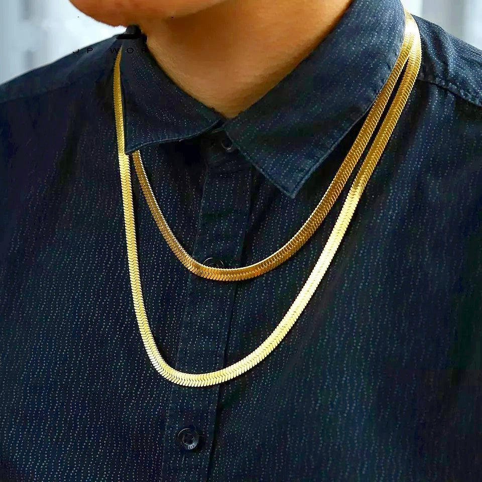 18k Gold Herringbone Chain - Drip Culture Jewelry