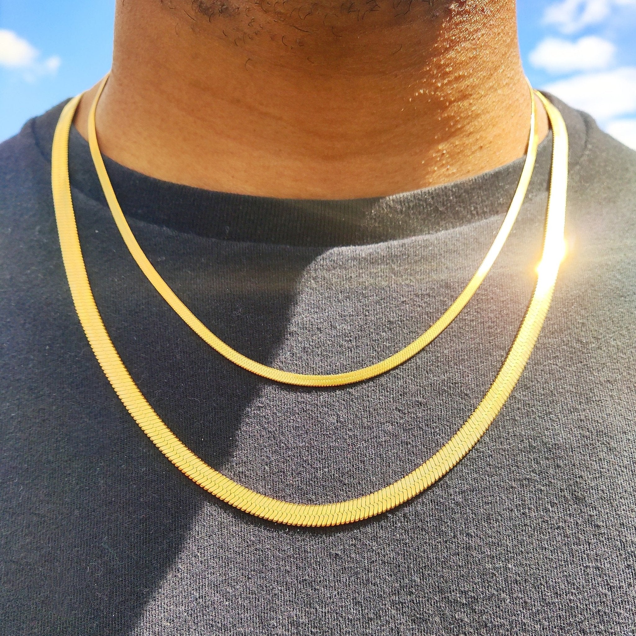 18k Gold Herringbone Chain - Drip Culture Jewelry