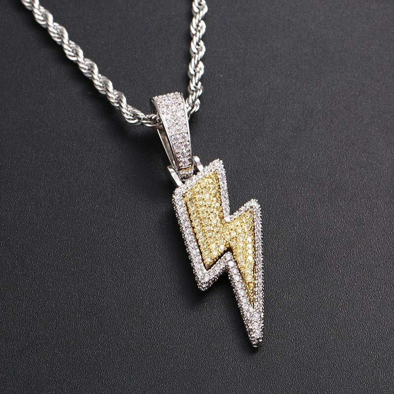 18k Gold Iced Lightning Bolt - Drip Culture Jewelry