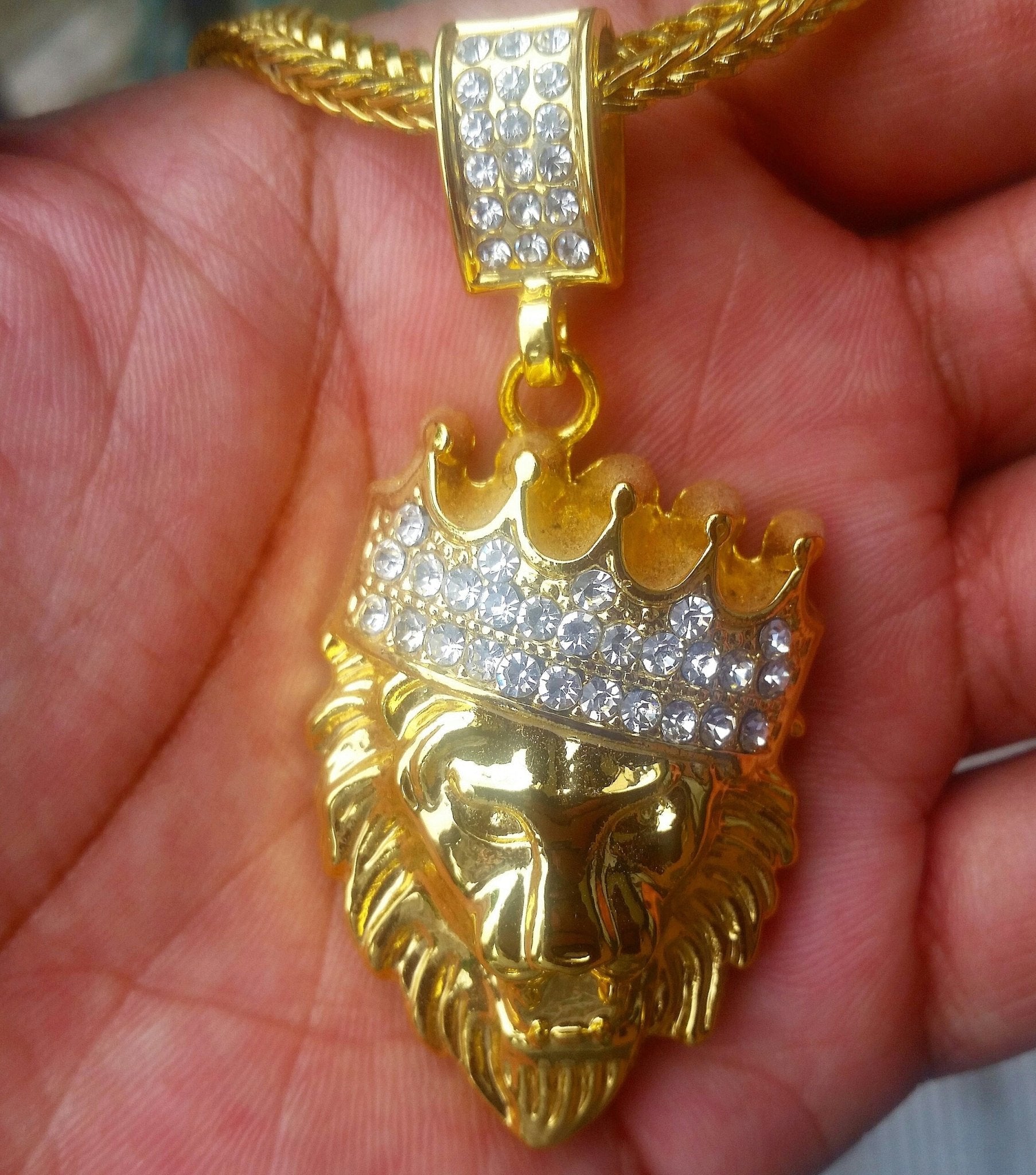 18K Gold King of the Jungle Pendant and Chain - Drip Culture Jewelry