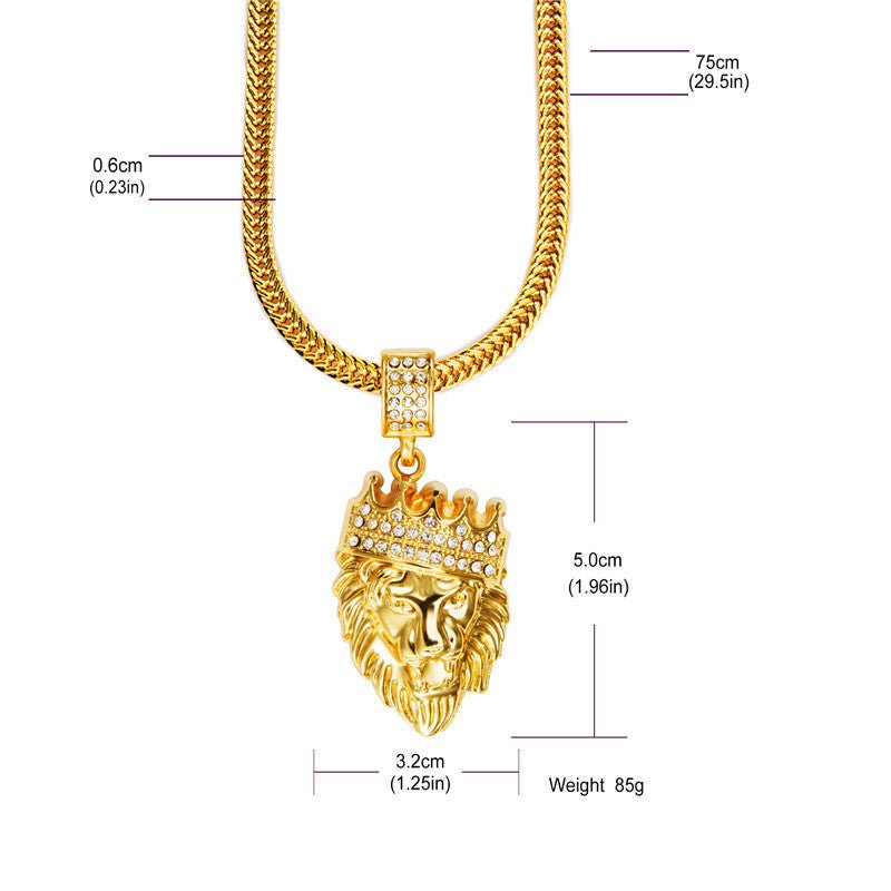 18K Gold King of the Jungle Pendant and Chain - Drip Culture Jewelry