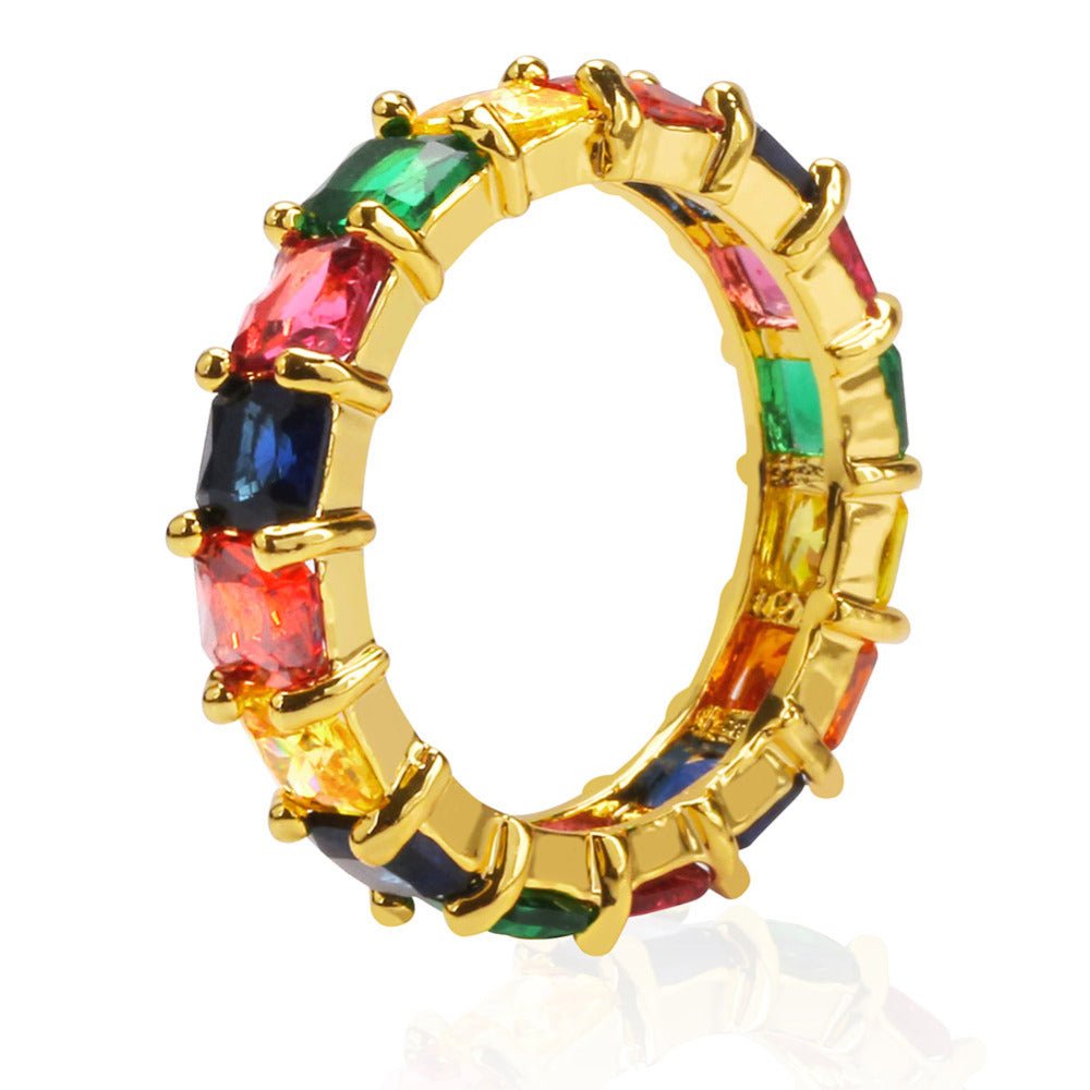 18K Gold Multi Coloured Stones Ring - Drip Culture Jewelry