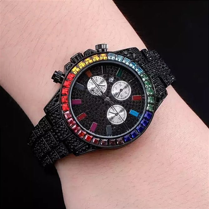 18K Gold Rainbow Diamond Watch - Drip Culture Jewelry