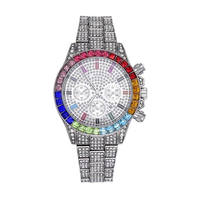 18K Gold Rainbow Diamond Watch - Drip Culture Jewelry