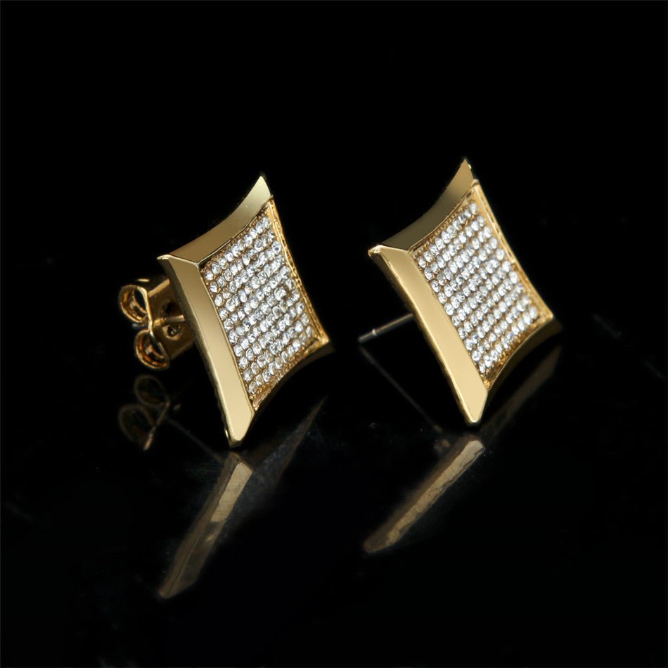 18K Gold Square Diamond Earrings - Drip Culture Jewelry