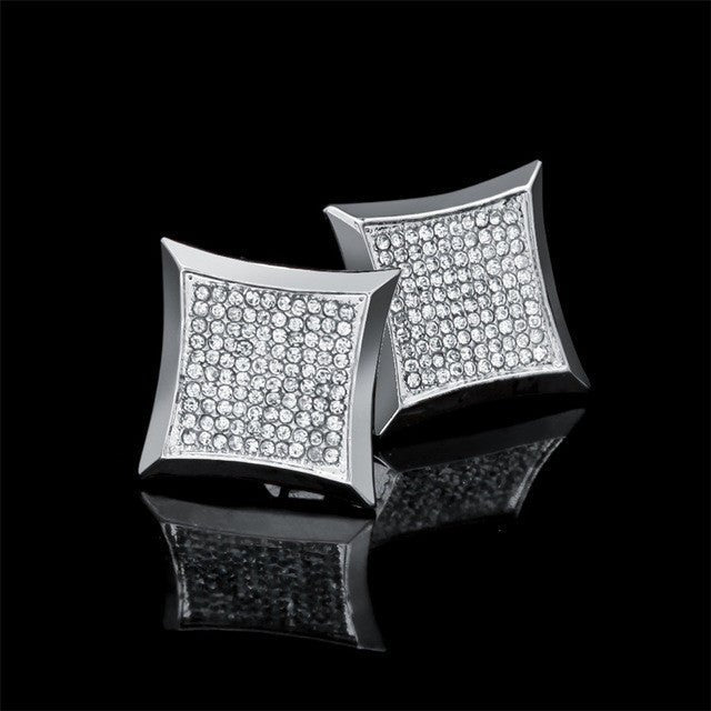 18K Gold Square Diamond Earrings - Drip Culture Jewelry