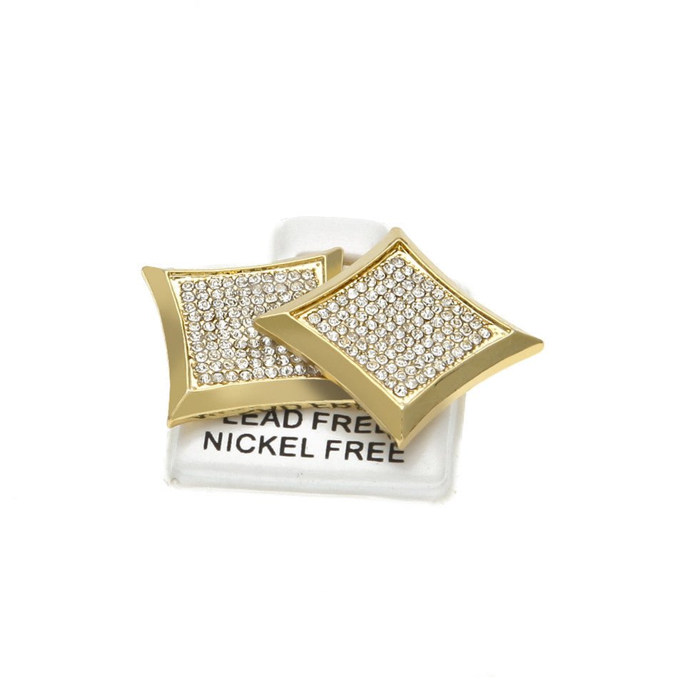 18K Gold Square Diamond Earrings - Drip Culture Jewelry