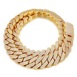 20mm 18k Gold Diamond Prong Cuban Link Chain - Drip Culture Jewelry