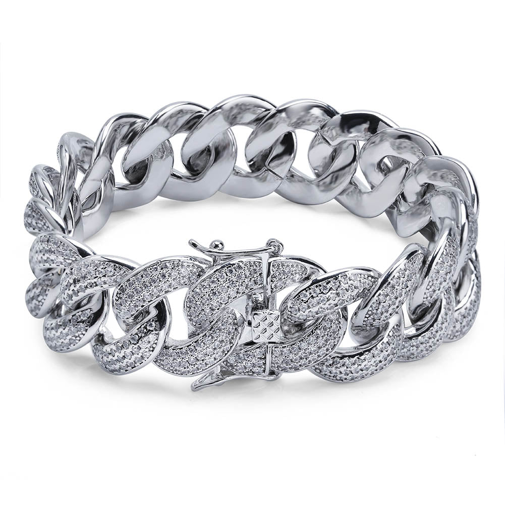 3 Tone 18K Gold Diamond Miami Cuban Link Bracelet - Drip Culture Jewelry