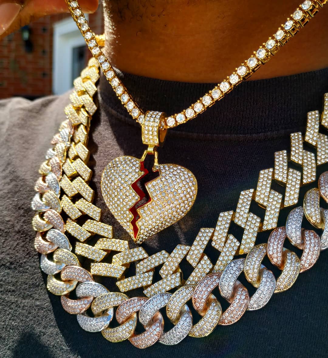 3 Tone 18K Gold Diamond Miami Cuban Link Chain - Drip Culture Jewelry